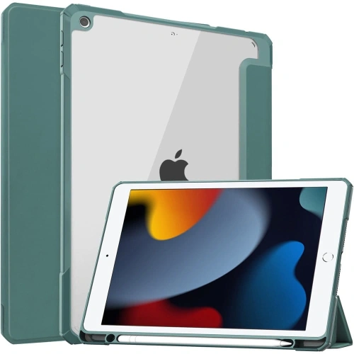 Etui Bizon Case Tab Clear Matt do Apple iPad 9/8/7 10.2 2021/2020/2019 ciemnozielone