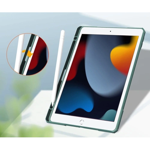 Etui Bizon Case Tab Clear Matt do Apple iPad 9/8/7 10.2 2021/2020/2019 ciemnozielone