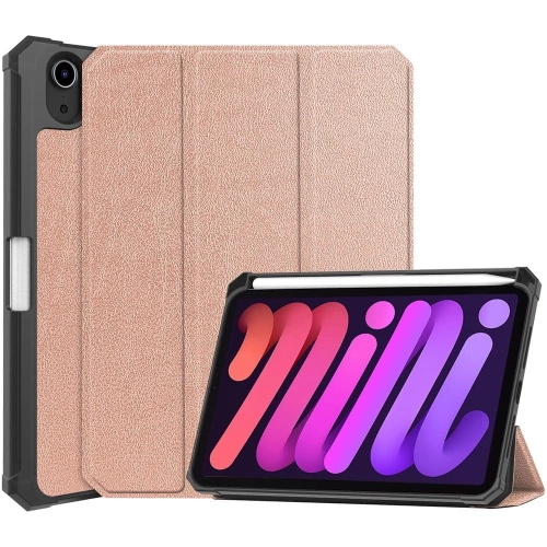 Etui Bizon Case Tab Lizard do Apple iPad Mini (A17 Pro) 2024 / iPad Mini 6 2021 różowozłote