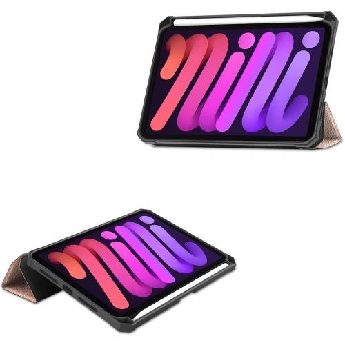 Etui Bizon Case Tab Lizard do Apple iPad Mini (A17 Pro) 2024 / iPad Mini 6 2021 różowozłote