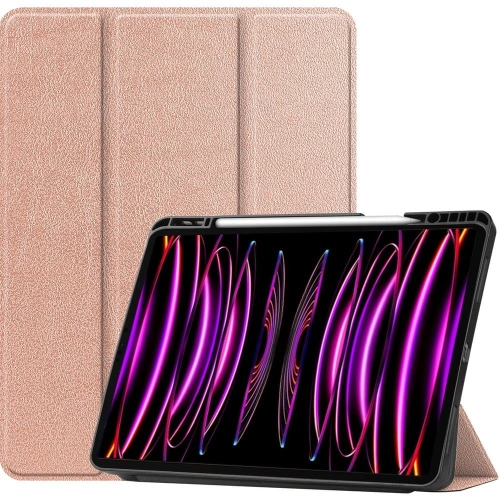 Etui Bizon Case Tab Lizard do Apple iPad Pro 12.9 2022/2021/2020/2018 różowozłote