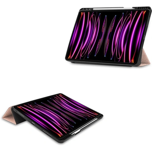 Etui Bizon Case Tab Lizard do Apple iPad Pro 12.9 2022/2021/2020/2018 różowozłote