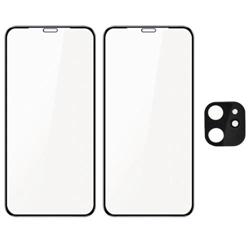 Szkło hartowane Bizon Glass Edge CF - [2 PACK] + ochrona na obiektyw Apple iPhone 11 czarne