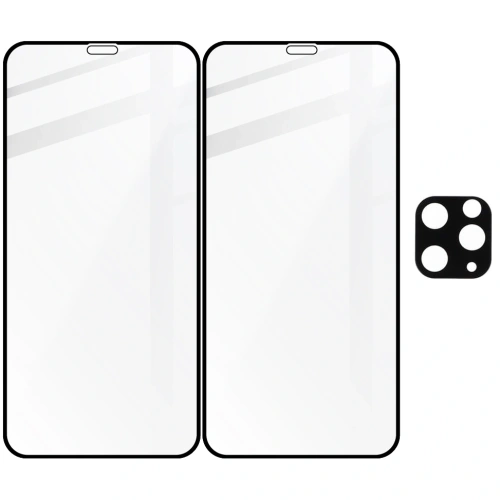Szkło hartowane Bizon Glass Edge - [2 PACK] + ochrona na obiektyw Apple iPhone 11 Pro czarne