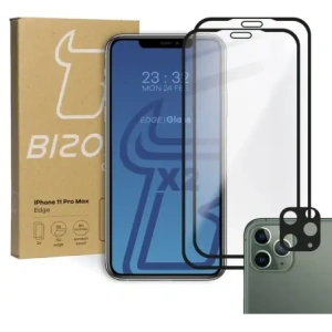 Wholesale Bizon Glass Edge CF tempered glass - [2 PACK] + lens protection Apple iPhone 11 Pro Max black - BIZ109 - {ean13} - Hurt