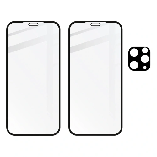 Szkło hartowane Bizon Glass Edge CF - [2 PACK] + ochrona na obiektyw Apple iPhone 11 Pro Max czarne