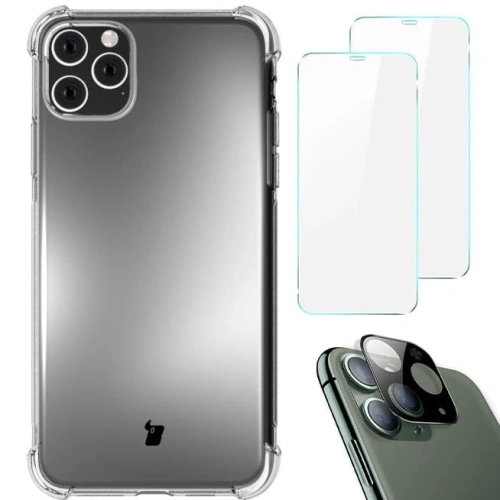 Etui + 2x szkło na ekran + obiektyw Bizon Case Clear Pack do Apple iPhone 11 Pro Max przezroczyste