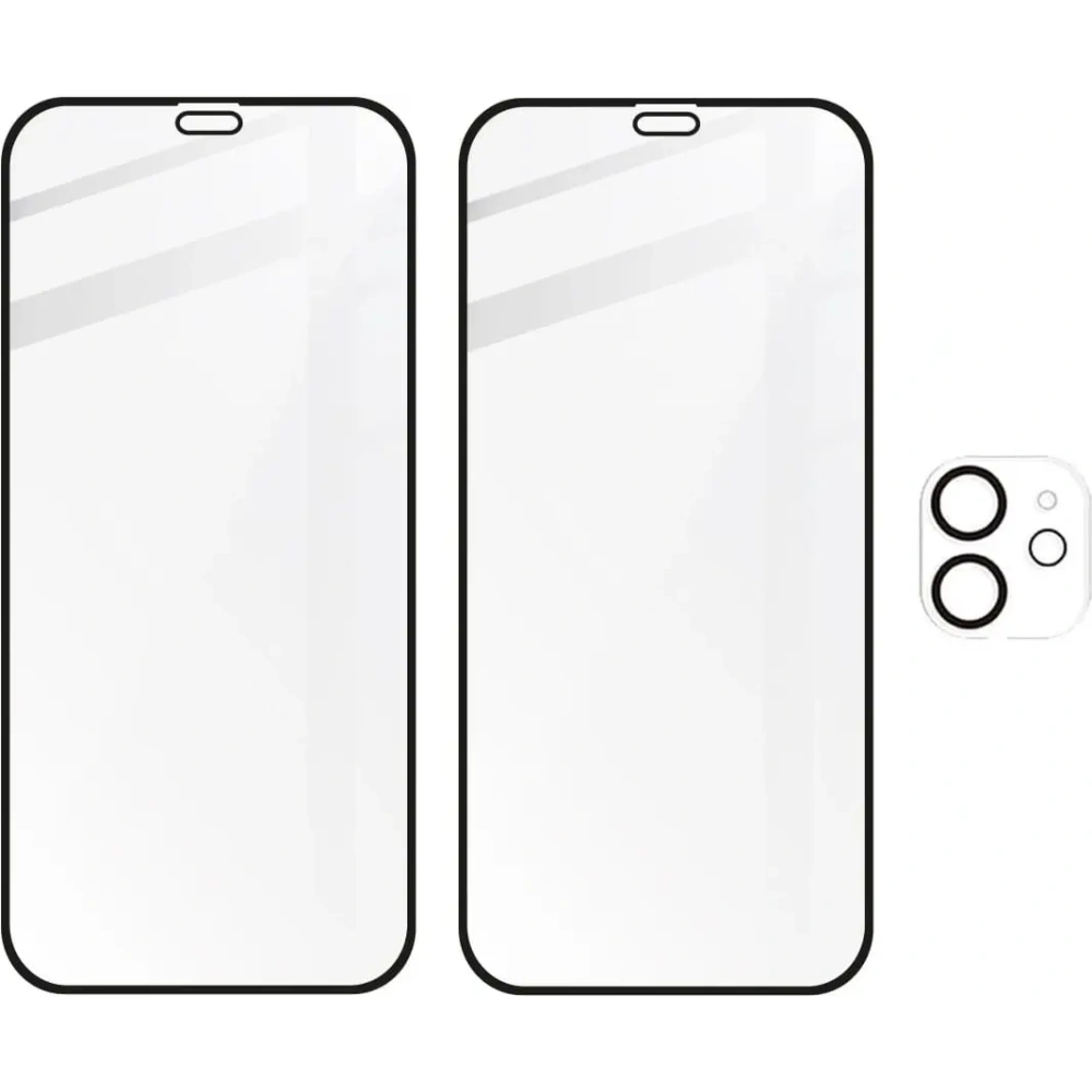 Hurtownia GSM - Tvrdé sklo Bizon Glass Edge CF - [2 PACK] + ochrana na objektiv Apple iPhone 12 černé - BIZ117 - {ean13} - Hurt