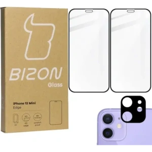 Wholesale Bizon Glass Edge CF tempered glass - [2 PACK] + lens protection Apple iPhone 12 Mini black - BIZ119 - {ean13} - Hurt