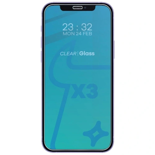 Szkło hartowane Bizon Glass Clear - 3 szt. + obiektyw Apple iPhone 12 Mini