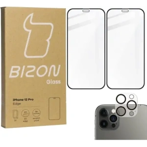 Wholesale Bizon Glass Edge CF tempered glass - [2 PACK] + lens protection Apple iPhone 12 Pro black - BIZ127 - {ean13} - Hurt