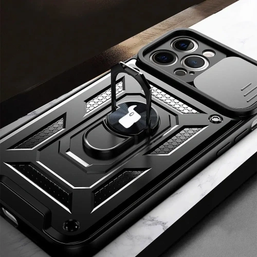 Etui Bizon Case CamShield Ring do Apple iPhone 12 Pro Max czarne