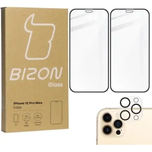 Wholesale Bizon Glass Edge CF tempered glass - [2 PACK] + lens protection Apple iPhone 12 Pro Max black - BIZ134 - {ean13} - Hurt