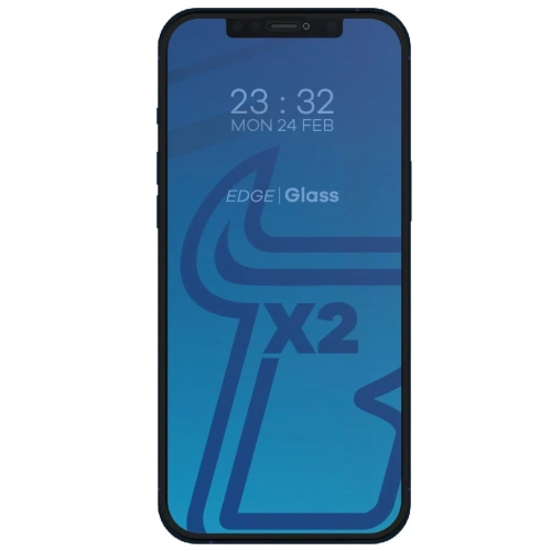 Szkło hartowane Bizon Glass Edge CF - [2 PACK] + ochrona na obiektyw Apple iPhone 12 Pro Max czarne