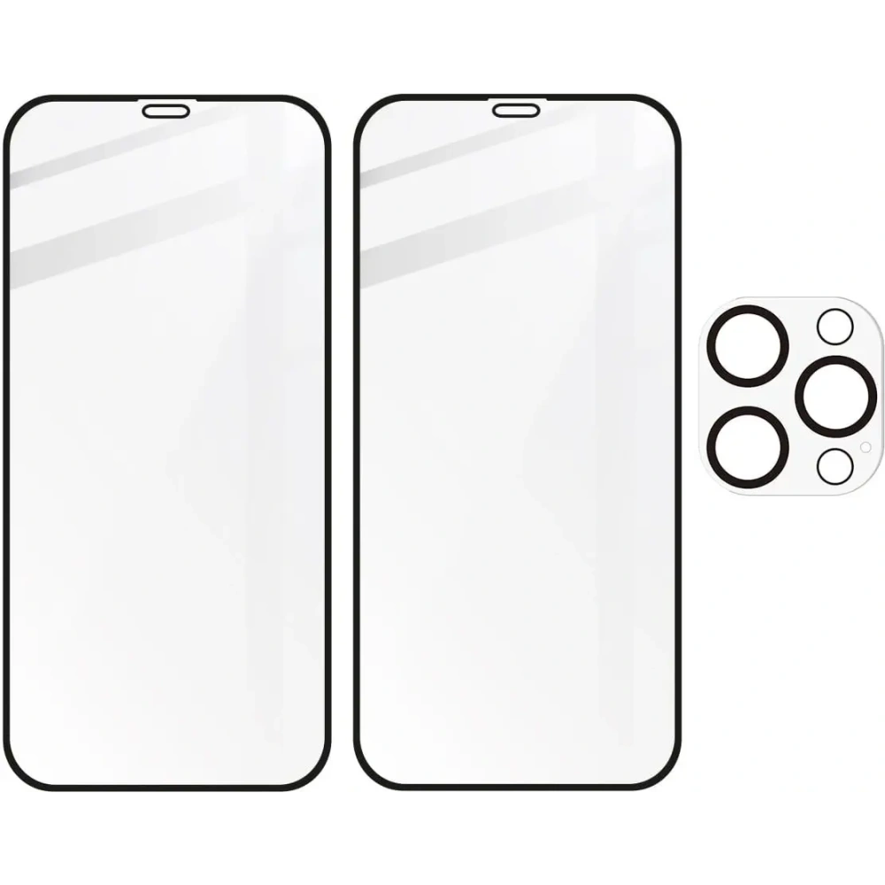 Hurtownia GSM - Bizon Glass Edge CF sticlă securizată - [2 PACK] + protecție pentru lentile Apple iPhone 12 Pro Max negru - BIZ134 - {ean13} - Hurt