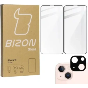 Hurtownia GSM - Bizon Glass Edge gehärtetes Glas - [2 PACK] + Linsenschutz Apple iPhone 13 schwarz - BIZ150 - {ean13} - Hurt