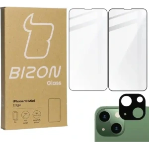 Hurtownia GSM - Bizon Glass Edge edzett üveg - [2 CSOMAG] + lencsevédelem Apple iPhone 13 Mini fekete - BIZ153 - {ean13} - Hurt