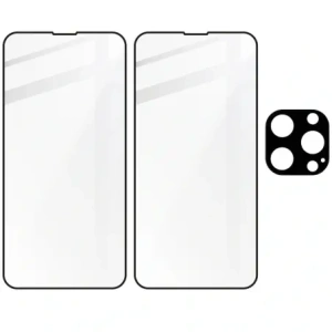Szkło hartowane Bizon Glass Edge - [2 PACK] + ochrona na obiektyw Apple iPhone 13 Pro czarne
