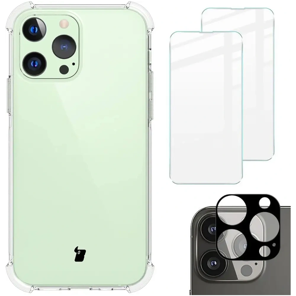 Wholesale Bizon Case Clear Pack case + 2x screen glass + lens glass Apple iPhone 13 Pro clear - BIZ161 - {ean13} - Hurt