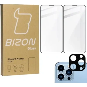 Hurtownia GSM - Tvrzené sklo Bizon Glass Edge - [2 PACK] + ochrana na objektiv Apple iPhone 13 Pro Max černé - BIZ175 - {ean13} - Hurt