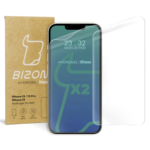Folia hydrożelowa na ekran Bizon Glass Hydrogel Apple iPhone 14 / 13 / 13 Pro [2 PACK]