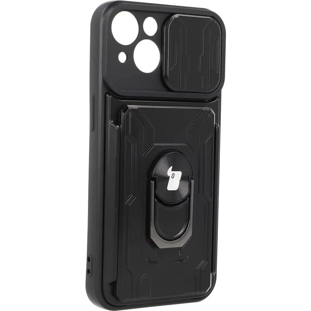 Wholesale Bizon Case Camshield Card Slot Ring Apple iPhone 14 black - BIZ188 - {ean13} - Hurt