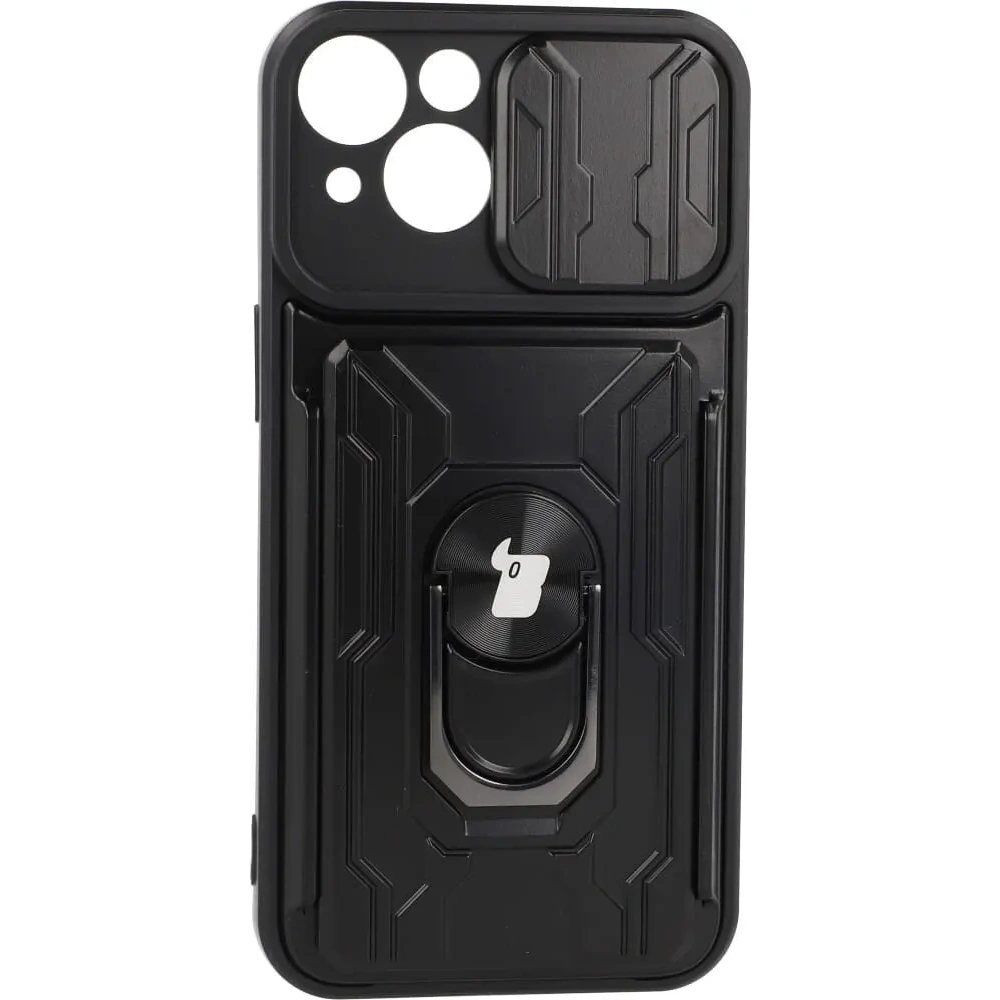 Wholesale Bizon Case Camshield Card Slot Ring Apple iPhone 14 black - BIZ188 - {ean13} - Hurt