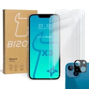 Hurtownia GSM - 3x Sklo na displej + sklo na kameru BIZON pro Apple iPhone 14 - BIZ190 - {ean13} - Hurt