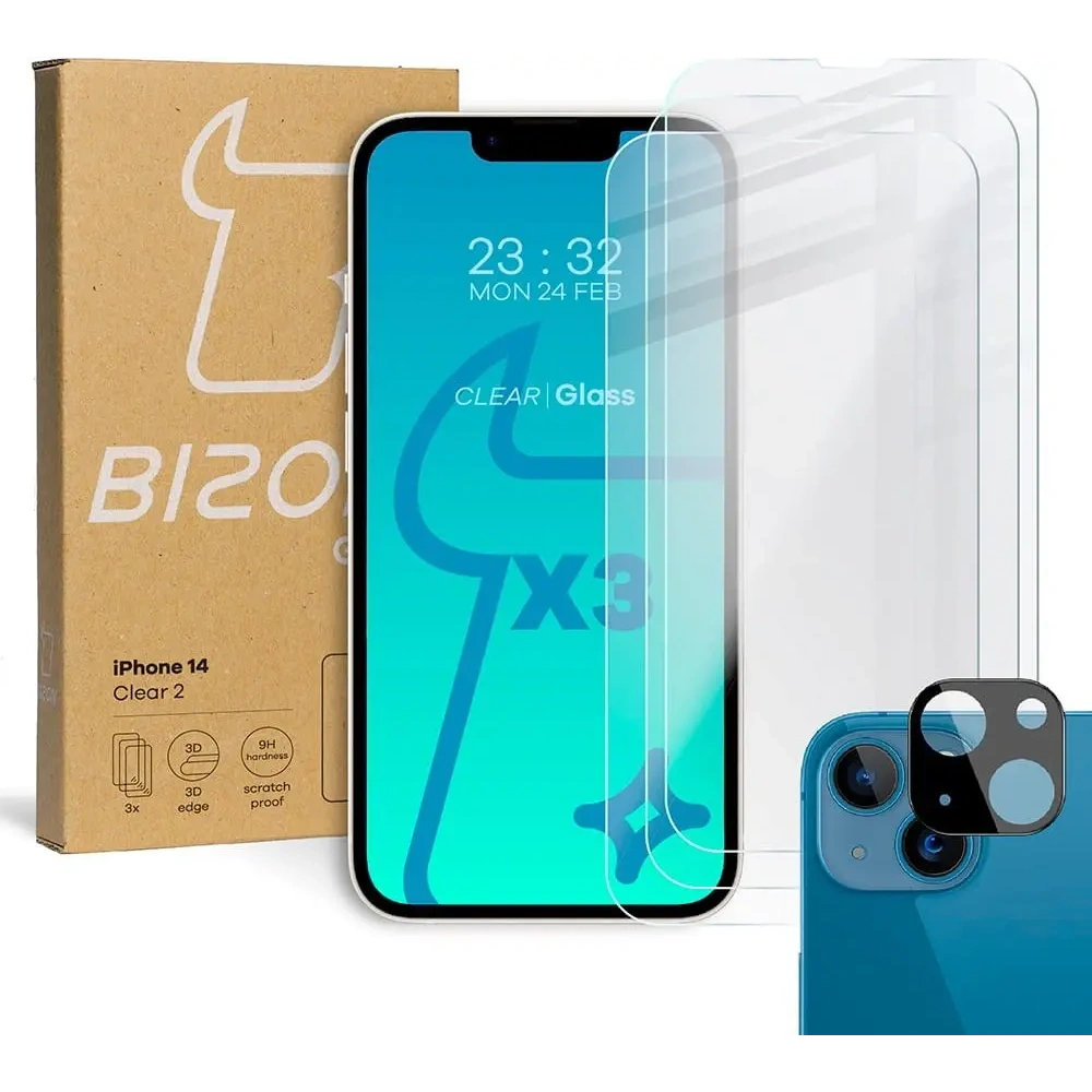 Wholesale BIZON 3x screen glass + camera glass Apple iPhone 14 - BIZ190 - {ean13} - Hurt