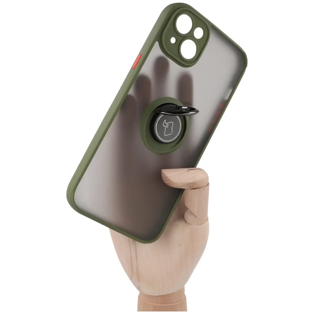 Hurtownia GSM - Bizon Case Hybrid Ring Apple iPhone 14 Plus fumuriu cu un cadru verde - BIZ199 - {ean13} - Hurt