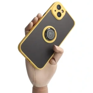 Wholesale Bizon Case Hybrid Ring Apple iPhone 14 Plus smoky with a yellow frame - BIZ200 - {ean13} - Hurt