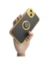 Hurtownia GSM - Etui z uchwytem na palec Bizon Case Hybrid Ring do Apple iPhone 14 Plus przydymione z żółtą ramką - BIZ200 - {ean13} - Hurt