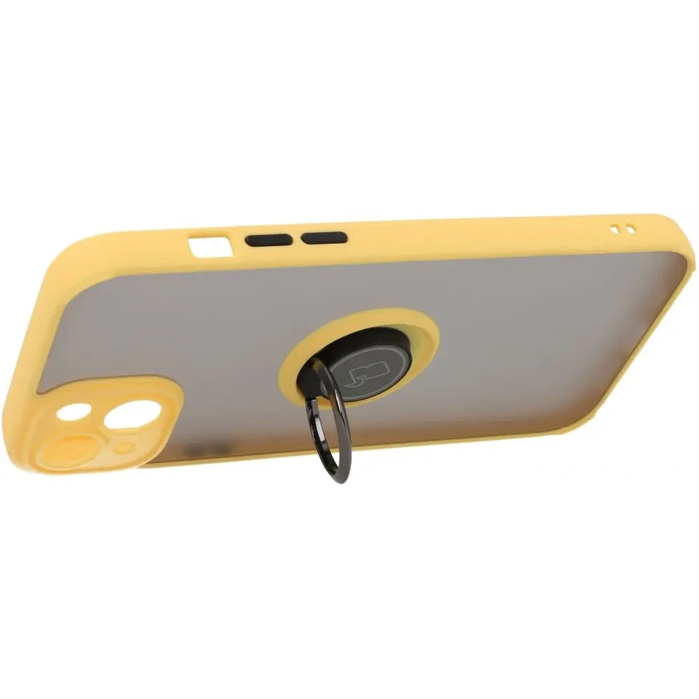Hurtownia GSM - Etui z uchwytem na palec Bizon Case Hybrid Ring do Apple iPhone 14 Plus przydymione z żółtą ramką - BIZ200 - {ean13} - Hurt