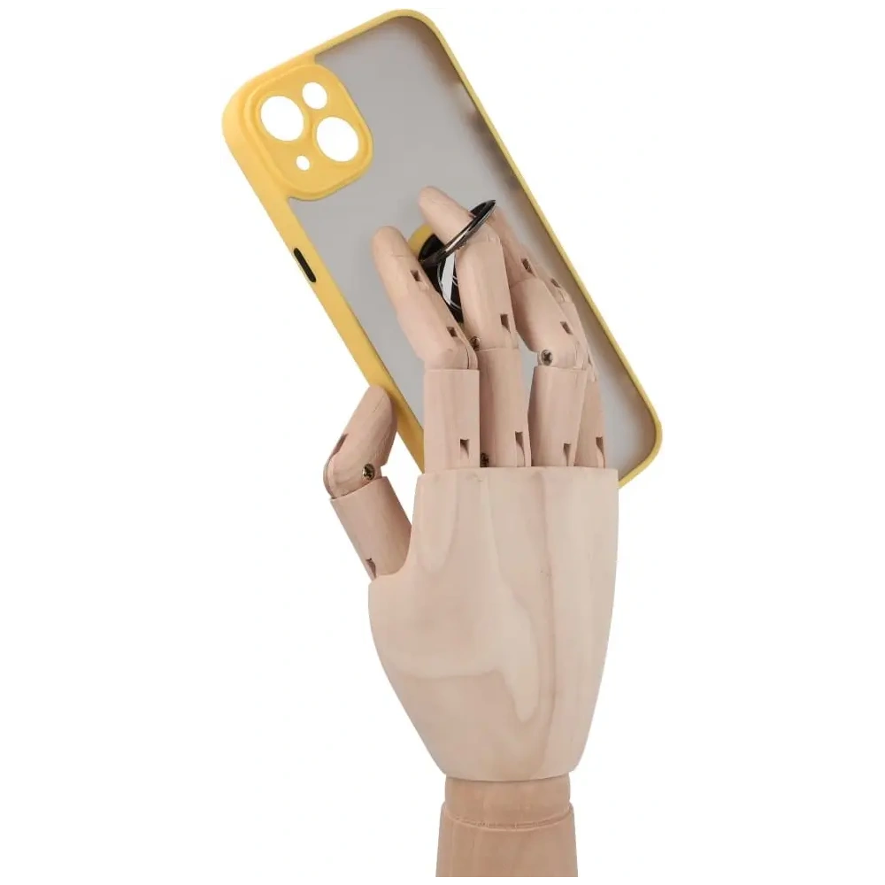 Hurtownia GSM - Etui z uchwytem na palec Bizon Case Hybrid Ring do Apple iPhone 14 Plus przydymione z żółtą ramką - BIZ200 - {ean13} - Hurt