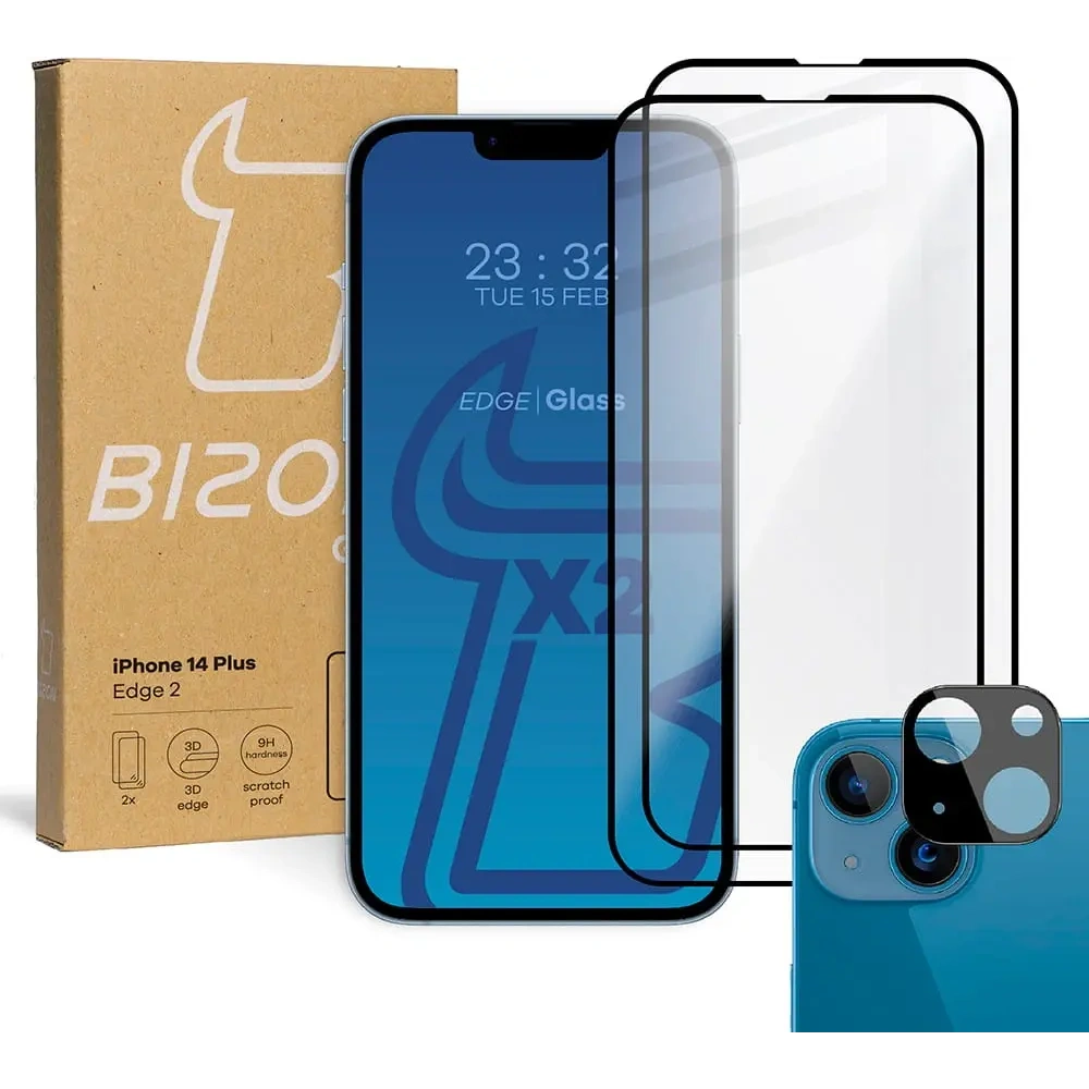 Wholesale BIZON 2x screen glass + camera glass Apple iPhone 14 Plus - BIZ202 - {ean13} - Hurt