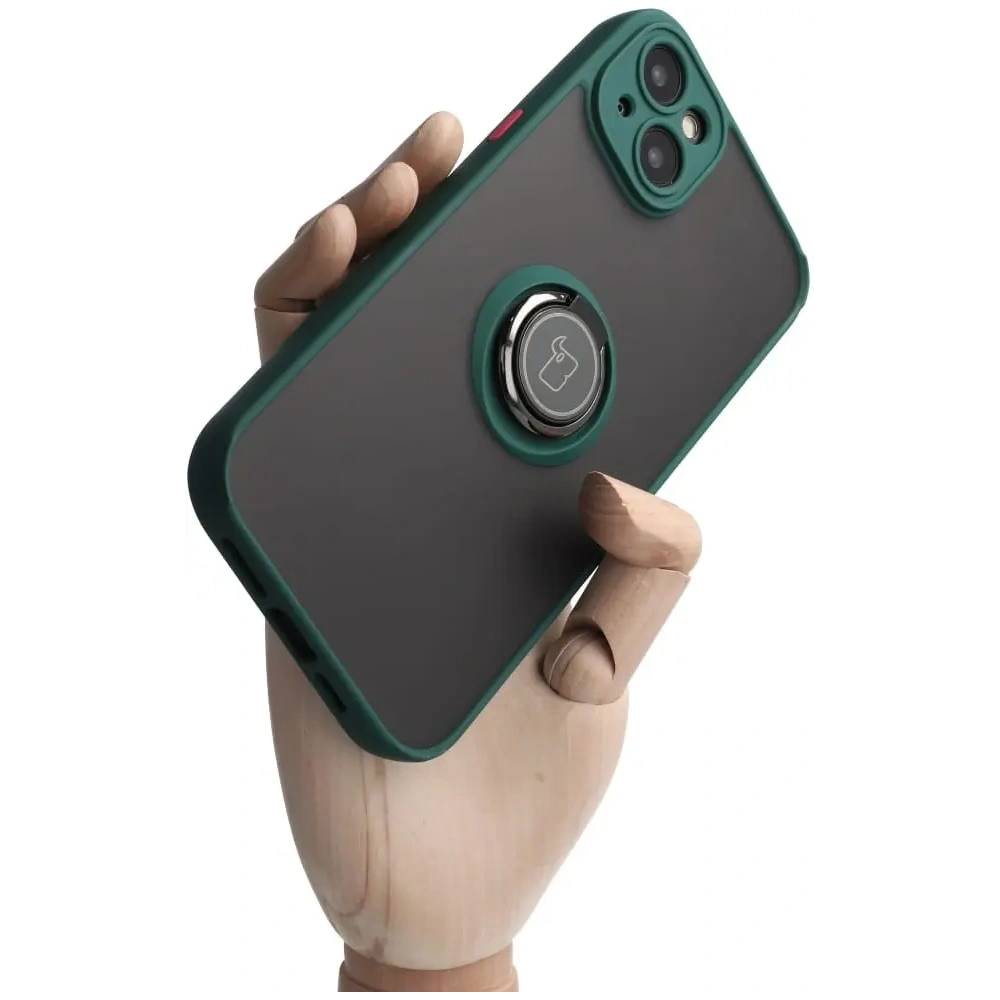 Hurtownia GSM - Bizon Case Hybrid Ring Apple iPhone 14 Plus fumuriu cu un cadru verde închis - BIZ205 - {ean13} - Hurt