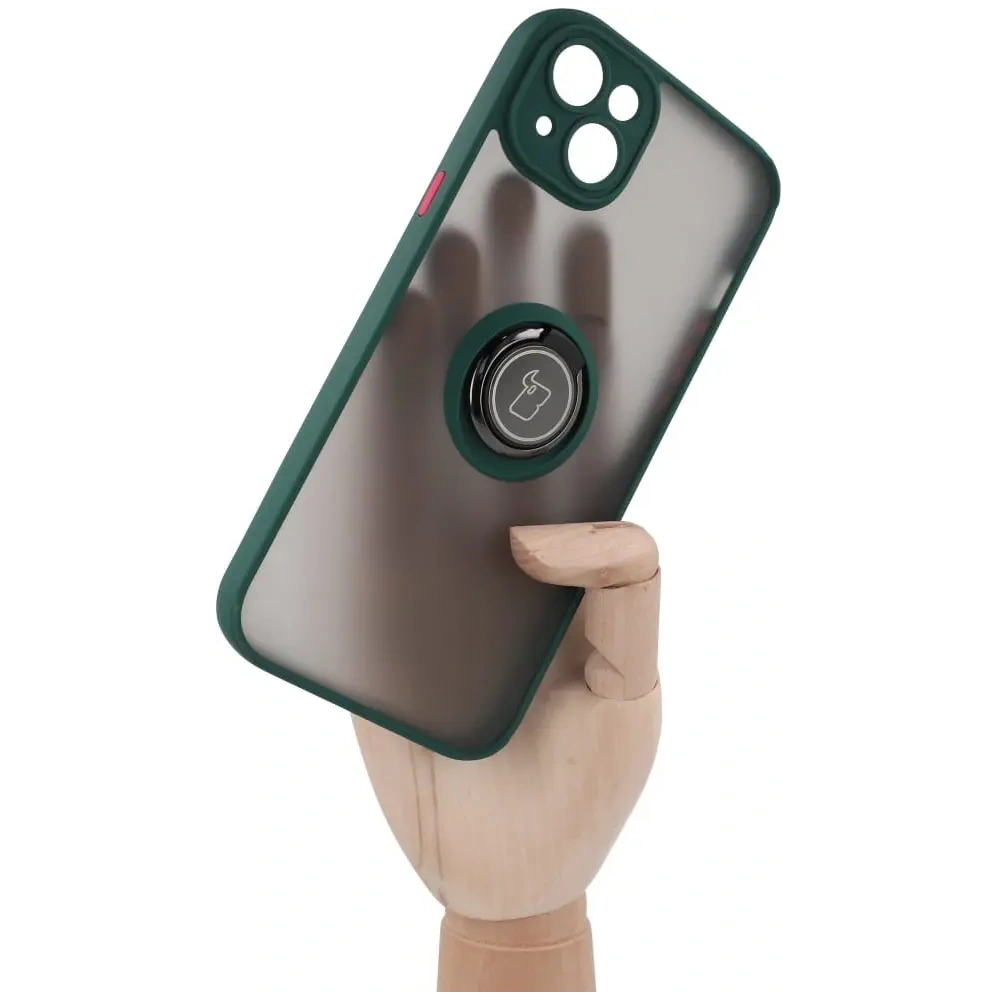 Hurtownia GSM - Bizon Case Hybrid Ring Apple iPhone 14 Plus fumuriu cu un cadru verde închis - BIZ205 - {ean13} - Hurt