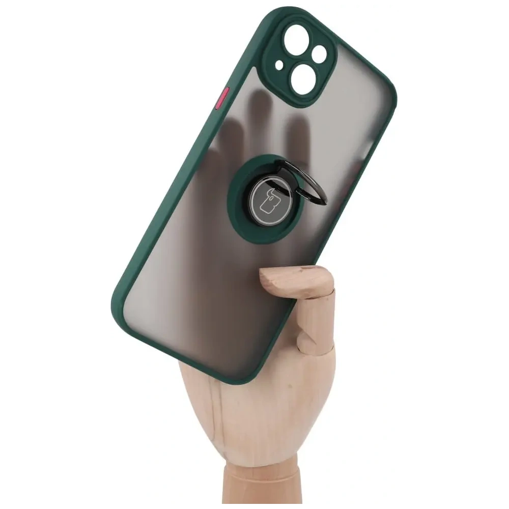 Hurtownia GSM - Bizon Case Hybrid Ring Apple iPhone 14 Plus fumuriu cu un cadru verde închis - BIZ205 - {ean13} - Hurt