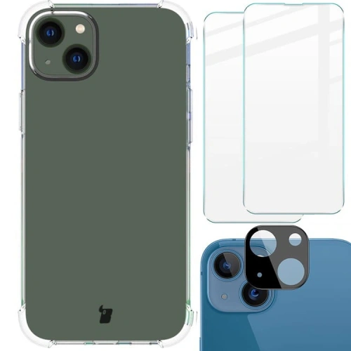 Etui + 2x szkło na ekran + obiektyw Bizon Case Clear Pack do Apple iPhone 14 Plus przezroczyste