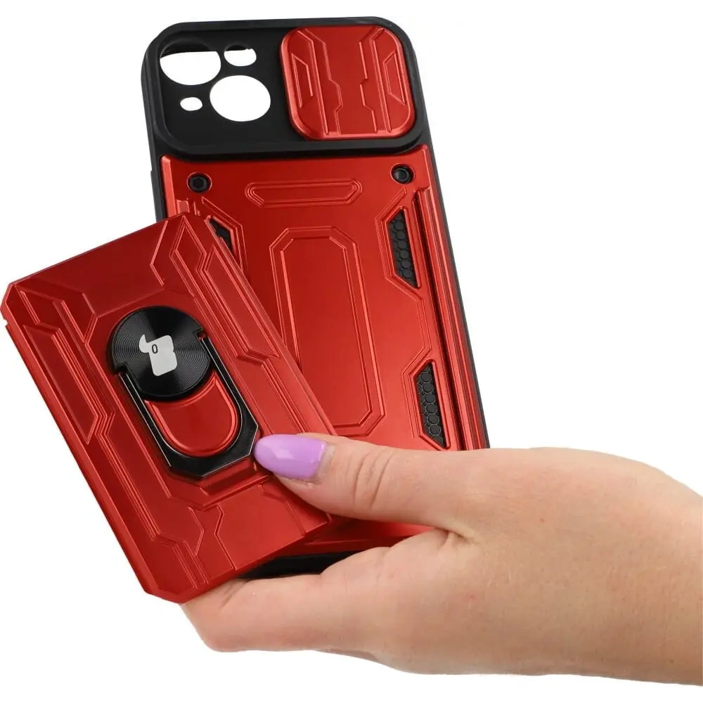 Hurtownia GSM - Bizon Case Camshield Kártyahely Gyűrű Apple iPhone 14 Plus piros - BIZ211 - {ean13} - Hurt