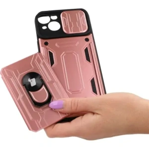 Hurtownia GSM - Bizon Case Camshield Kártyahely Gyűrű Apple iPhone 14 Plus világos rózsaszín - BIZ217 - {ean13} - Hurt