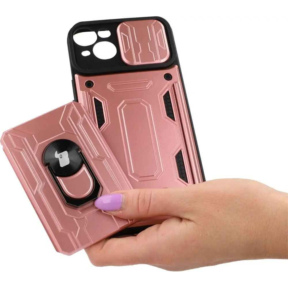 Wholesale Bizon Case Camshield Card Slot Ring Apple iPhone 14 Plus light pink - BIZ217 - {ean13} - Hurt