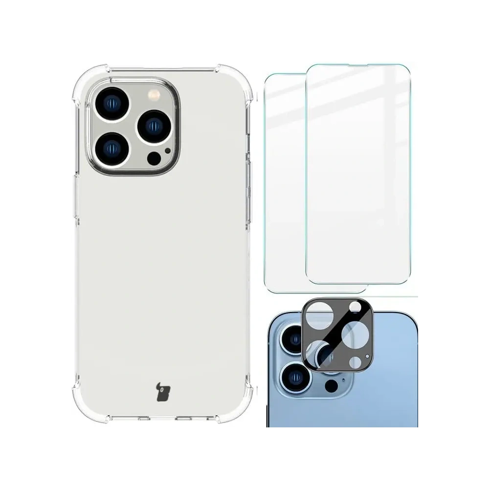 Hurtownia GSM - Bizon Case Clear Pack tok + 2x kijelzőüveg + lencseüveg Apple iPhone 14 Pro átlátszó - BIZ223 - {ean13} - Hurt