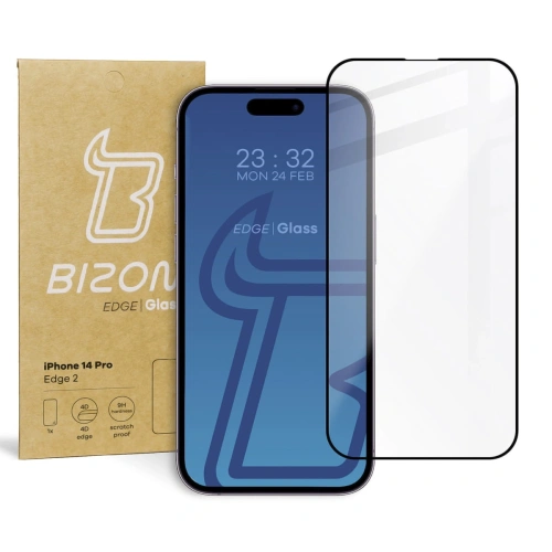 Szkło hartowane Bizon Glass Edge 2 do Apple iPhone 14 Pro czarne