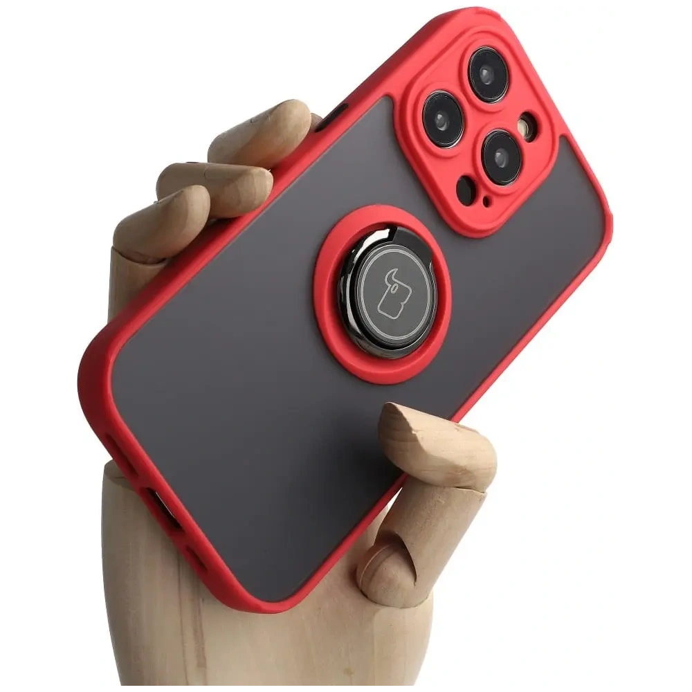 Hurtownia GSM - Bizon Case Hybrid Ring Apple iPhone 14 Pro füstös vörös kerettel - BIZ229 - {ean13} - Hurt