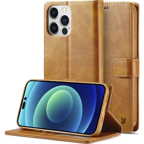 Etui Bizon Case Wallet do Apple iPhone 14 Pro jasnobrązowe