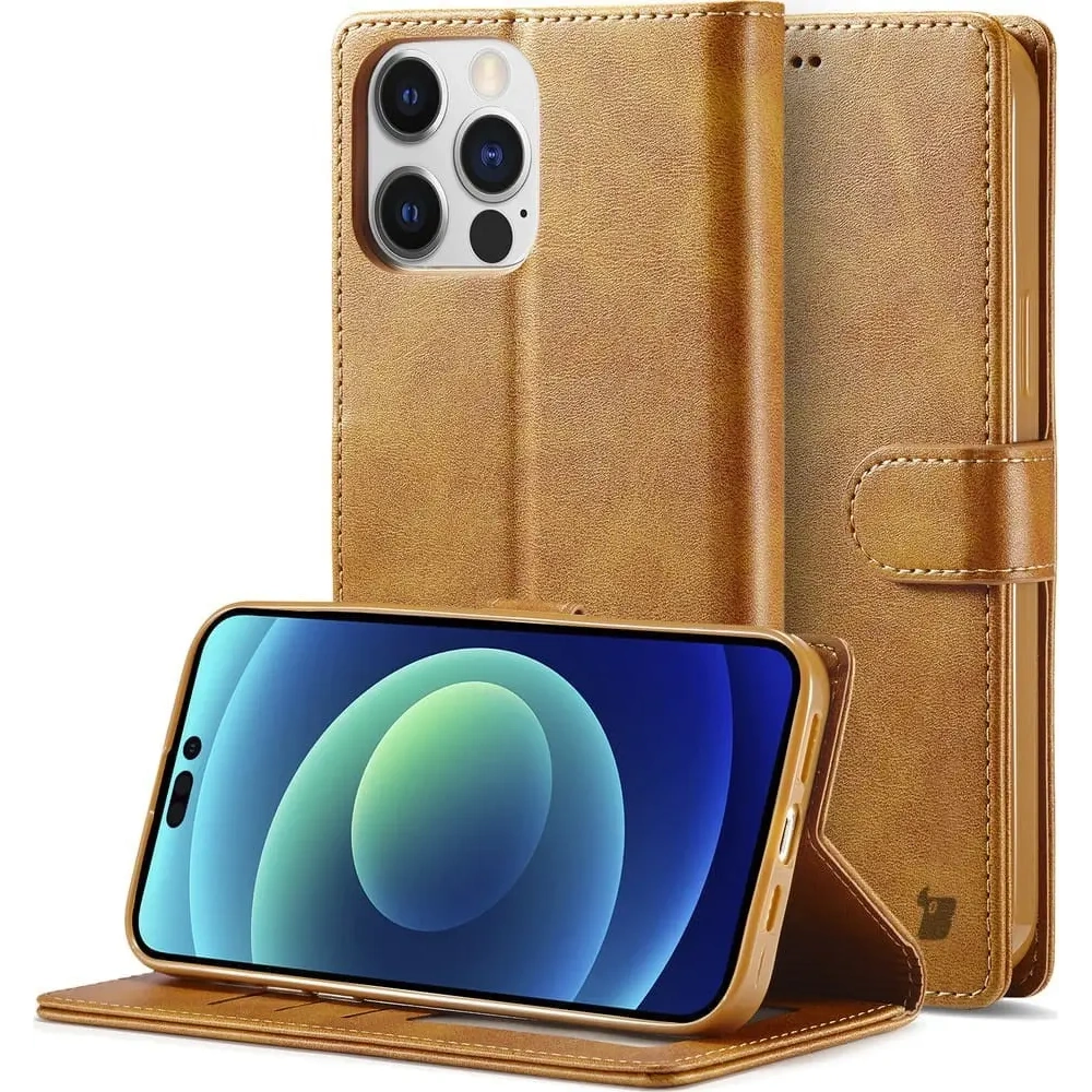 Hurtownia GSM - Etui Bizon Case Wallet do Apple iPhone 14 Pro světle hnědé - BIZ230 - {ean13} - Hurt