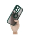 Hurtownia GSM - Etui z uchwytem na palec Bizon Case Hybrid Ring do Apple iPhone 14 Pro kouřové s tmavozeleným rámem - BIZ233 - {ean13} - Hurt