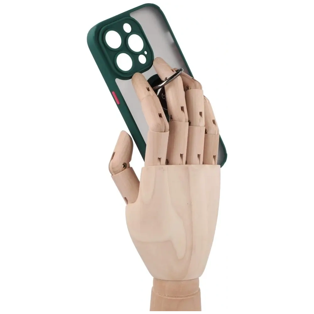 Hurtownia GSM - Bizon Case Hybrid Ring Apple iPhone 14 Pro fumuriu cu un cadru verde închis - BIZ233 - {ean13} - Hurt