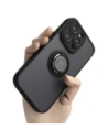 Etui s úchopem na prst Bizon Case Hybrid Ring pro Apple iPhone 14 Pro kouřové s černým rámečkem